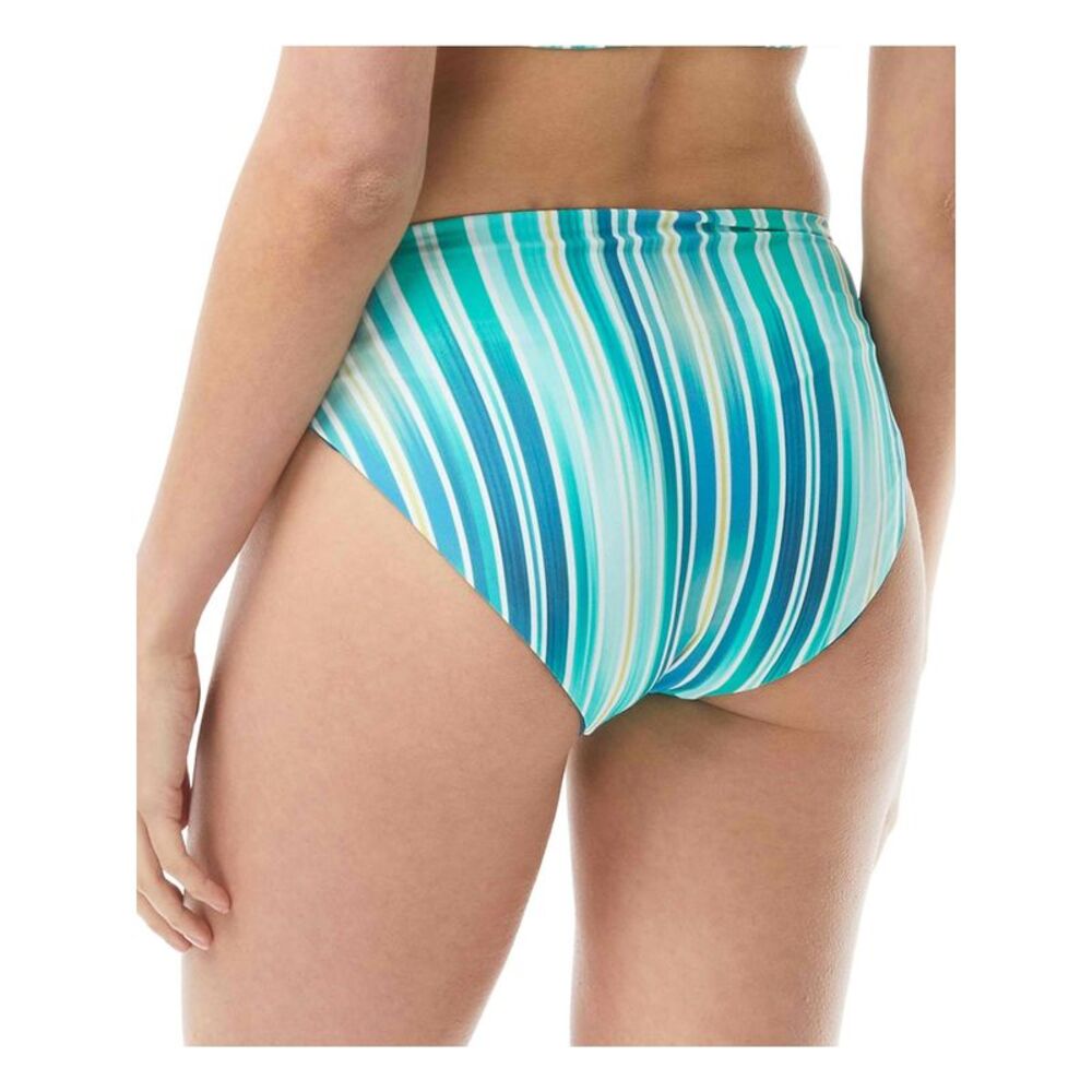 VINCE CAMUTO Women's Blue Striped Pull On Reversible High Leg Swimsuit Bottom S - Picture 2 of 2